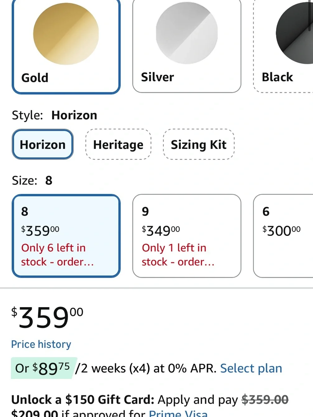 Oura Gold Smart Ring Gen3 Horizon - Gold Finish